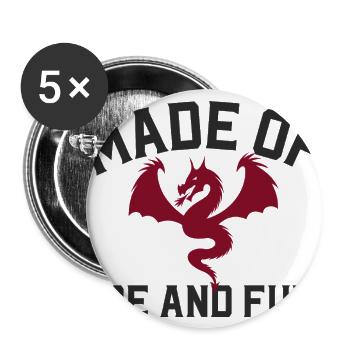 Made of Fire and Fury Dragon red - Buttons large 2.2'' (5-pack) - white