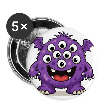 Purple Monster with Many Eyes - Buttons large 2.2'' (5-pack) - white
