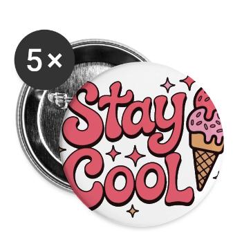 Stay Cool Ice Cream Groovy - Buttons large 2.2'' (5-pack) - white