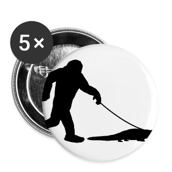 Bigfoot Walking Alligator - Buttons large 2.2'' (5-pack) - white