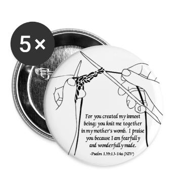 Psaml 139:13 Knitting Hands - Buttons large 2.2'' (5-pack) - white