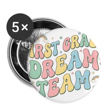 First Grade Dream Team Groovy Rainbow Teacher - Buttons large 2.2'' (5-pack) - white