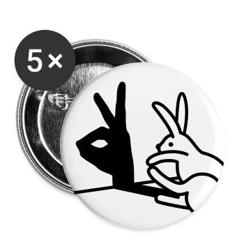 Funny Rabbit hand shadow puppets humor pop art - Buttons large 2.2'' (5-pack) - white