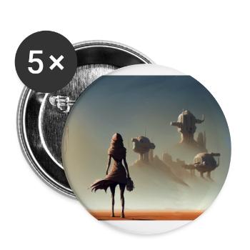 Desert with futuristic buildings - Buttons large 2.2'' (5-pack) - white