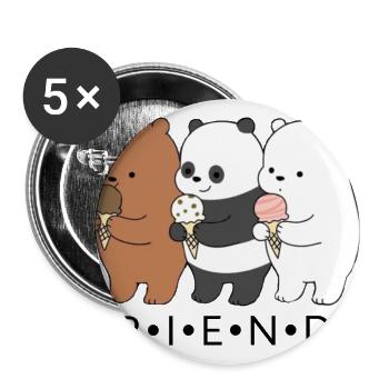 Adorable Panda Ice Cream Trio - Buttons large 2.2'' (5-pack) - white