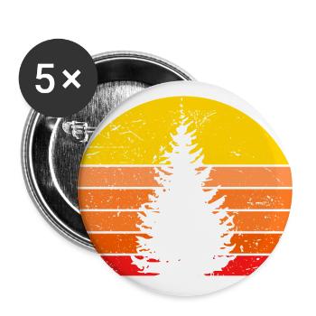 Sunset Silhouette of a Pine Tree - Buttons large 2.2'' (5-pack) - white