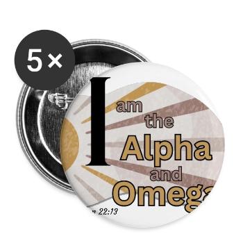 Alpha and Omega Retro Sunburst - Buttons large 2.2'' (5-pack) - white