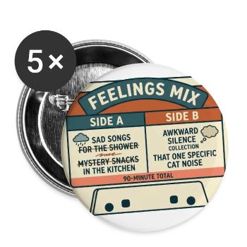 Feelings Mix Cassette Mood Tee - Buttons large 2.2'' (5-pack) - white