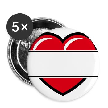Heart Symbol (Add Text / Present / Gift / Love) - Buttons large 2.2'' (5-pack) - white
