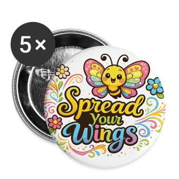 Spread Your Wings: Vibrant Butterfly Florals - Buttons large 2.2'' (5-pack) - white