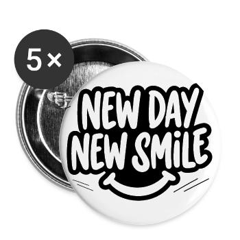 New Day New Smile Positive Quote Bubble Typography - Buttons large 2.2'' (5-pack) - white