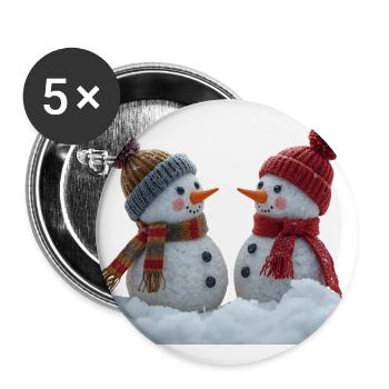 Winter Snow Duo: Cozy Knit Snowmen - Buttons large 2.2'' (5-pack) - white