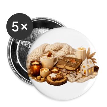 Cozy Rustic Hearth Night - Buttons large 2.2'' (5-pack) - white