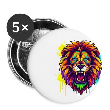 Neon Lion Splash Artwork - Buttons large 2.2'' (5-pack) - white