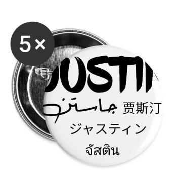 Justin T-Shirt Name in Arabic, Chinese, Japanese - Buttons large 2.2'' (5-pack) - white