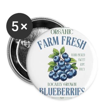 Organic Blueberries - Buttons large 2.2'' (5-pack) - white