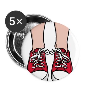 Red Sneakers Cartoon Feet - Buttons large 2.2'' (5-pack) - white