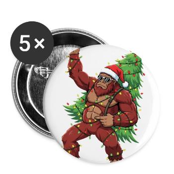 Rockin' Sasquatch Santa Bigfoot with Christmas Tre - Buttons large 2.2'' (5-pack) - white