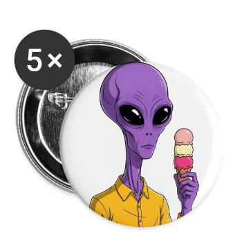 Purple Alien with Ice Cream - Buttons large 2.2'' (5-pack) - white