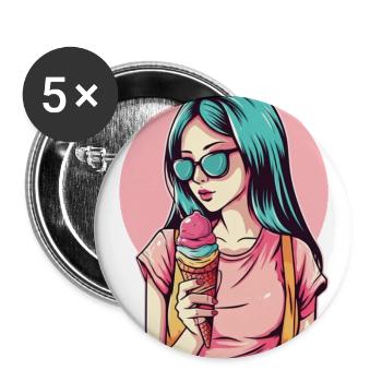 Neon Ice Cream Girl - Buttons large 2.2'' (5-pack) - white