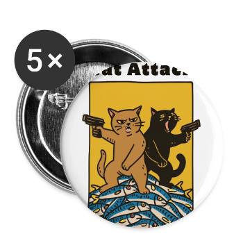 Cat Attack Funny Cats  - Buttons large 2.2'' (5-pack) - white