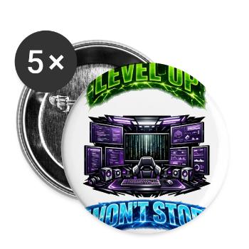 Level Up Won't Stop Neon Tech - Buttons large 2.2'' (5-pack) - white