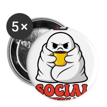 Funny Social Battery Low Introvert Ghost Coffee - Buttons large 2.2'' (5-pack) - white