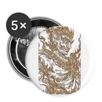Giant Flame Art: Guardian of Gold - Buttons large 2.2'' (5-pack) - white