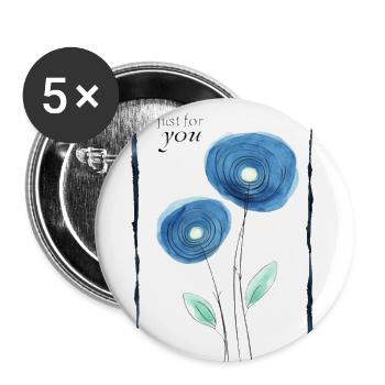 Whimsical Greeting Card with Blue Flowers - Buttons large 2.2'' (5-pack) - white