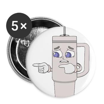 Worried Shaker Cup Anxious Mascot - Buttons large 2.2'' (5-pack) - white
