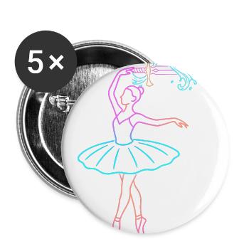 Neon Ballerina with Sword Splash - Buttons large 2.2'' (5-pack) - white