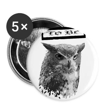 Owl Glitch Noir - Buttons large 2.2'' (5-pack) - white