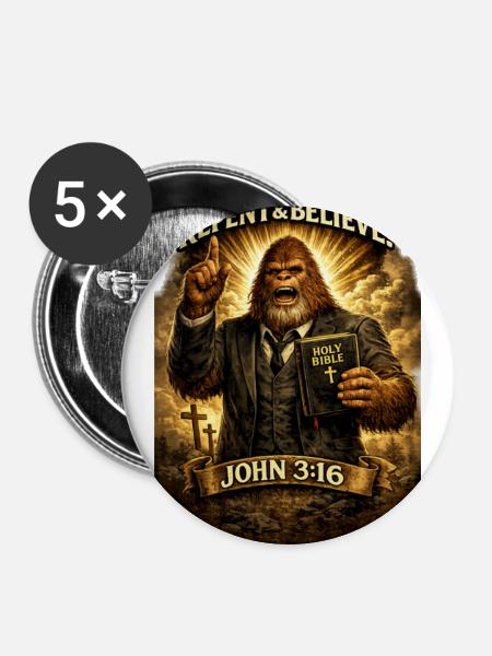 Bigfoot_Bible_Thumper - Buttons large 2.2'' (5-pack) - white