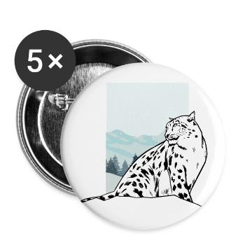 Snow Leopard landscape - Buttons large 2.2'' (5-pack) - white
