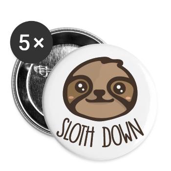 Sloth Down - Buttons large 2.2'' (5-pack) - white