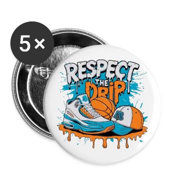 Respect the Drip Hoop Sneakers Art - Buttons large 2.2'' (5-pack) - white