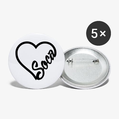 SocaHeart - BLACK - Buttons large 2.2'' (5-pack)