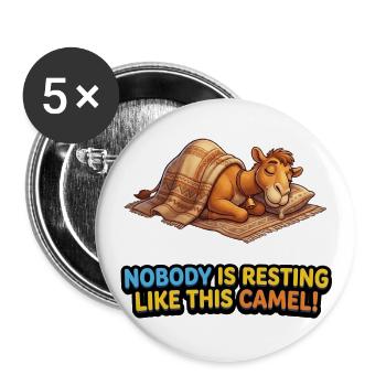 Sleepy Camel on Rug Cartoon Tee - Buttons large 2.2'' (5-pack) - white