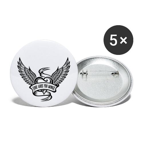 Love Gives You Wings, Heart With Wings - Buttons large 2.2'' (5-pack)