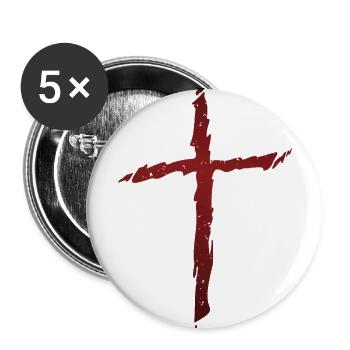 Old rugged distressed christian cross - Buttons large 2.2'' (5-pack) - white