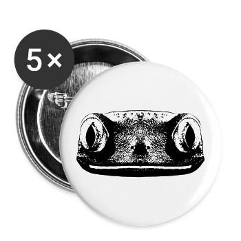 Frog / Face / Head / Black - Buttons large 2.2'' (5-pack) - white