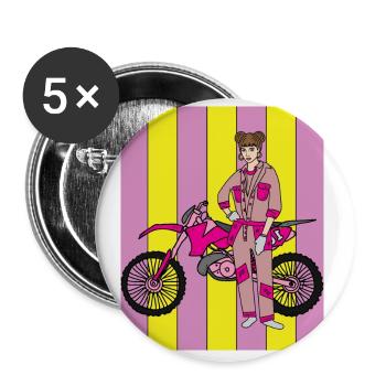 Retro Motorsport Motorcycle - Buttons large 2.2'' (5-pack) - white