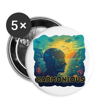 Harmonious Depths Journey into Ocean Vibes - Buttons large 2.2'' (5-pack) - white