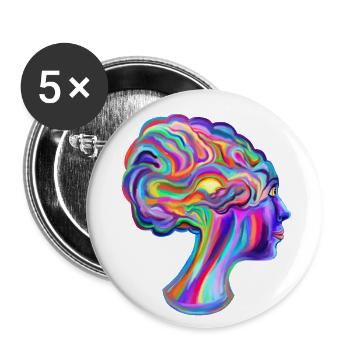 Psychedelic Creative Brainstorm Girl - Buttons large 2.2'' (5-pack) - white