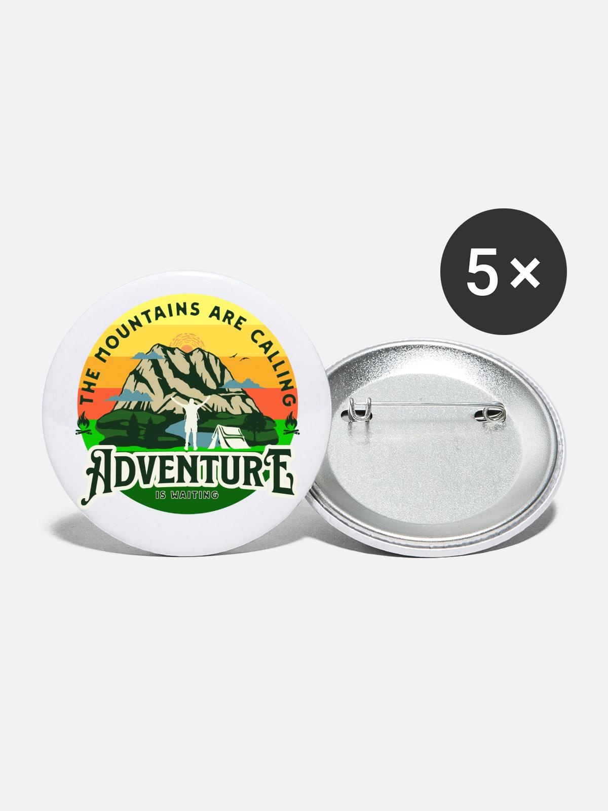 Mountain Adventure - Buttons large 2.2'' (5-pack) - white