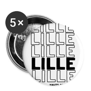 Lille Hauts-de-France Grid Typography Design - Buttons large 2.2'' (5-pack) - white