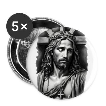 JESUS CHRIST - Buttons large 2.2'' (5-pack) - white