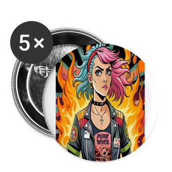 Flames of Punk Rock Girl - Buttons large 2.2'' (5-pack) - white