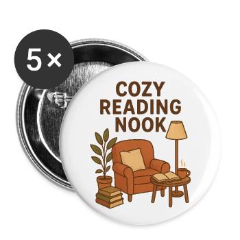 Cozy Reading Nook Illustration - Buttons large 2.2'' (5-pack) - white