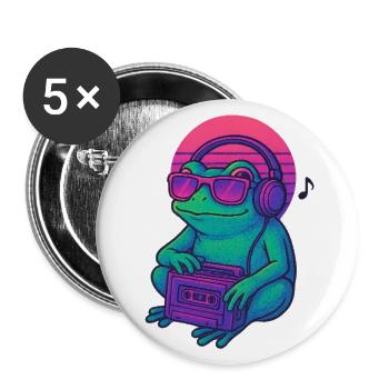 Retro Frog DJ Boombox Graphic - Buttons large 2.2'' (5-pack) - white
